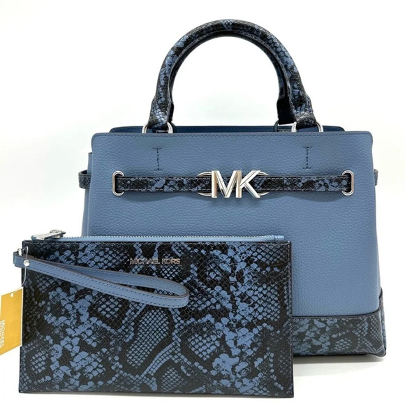 Michael Kors Large Reed Leather Belted Satchel Crossbody Bag & Large TZ Wristlet - Picture 1 of 15